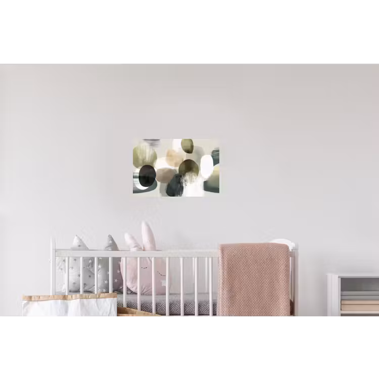Minimalistisch - Cirkels - Penseelstreken - Beige Muursticker klein -kinderkamer