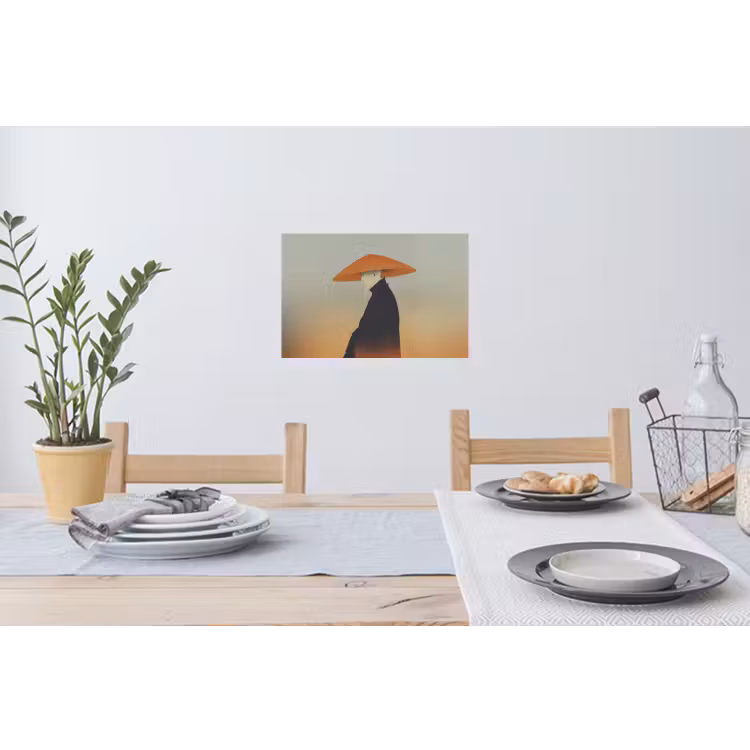 Minimalistisch - Silhouet - Oranje Muursticker klein -eettafel