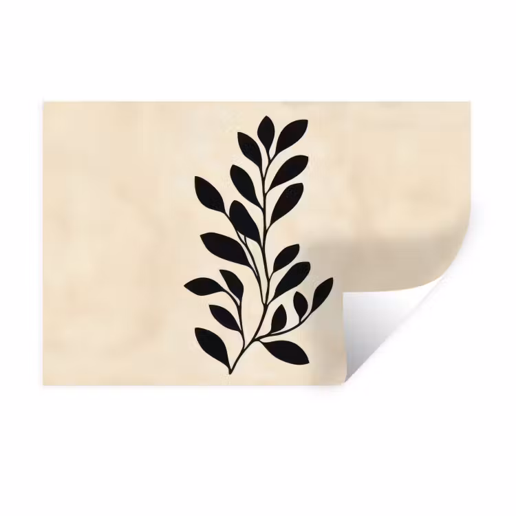 Minimalistisch - Tak - Bladeren - Zwart Muursticker klein -3d
