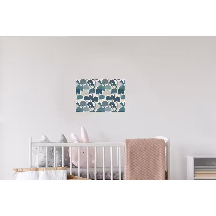 Modern - Bomen - Bos - Patroon - Blauw Muursticker klein 286 -kinderkamer