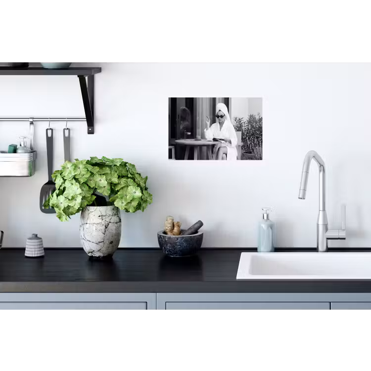 Modern - Vrouw - Zwart - Wit Muursticker klein -keuken