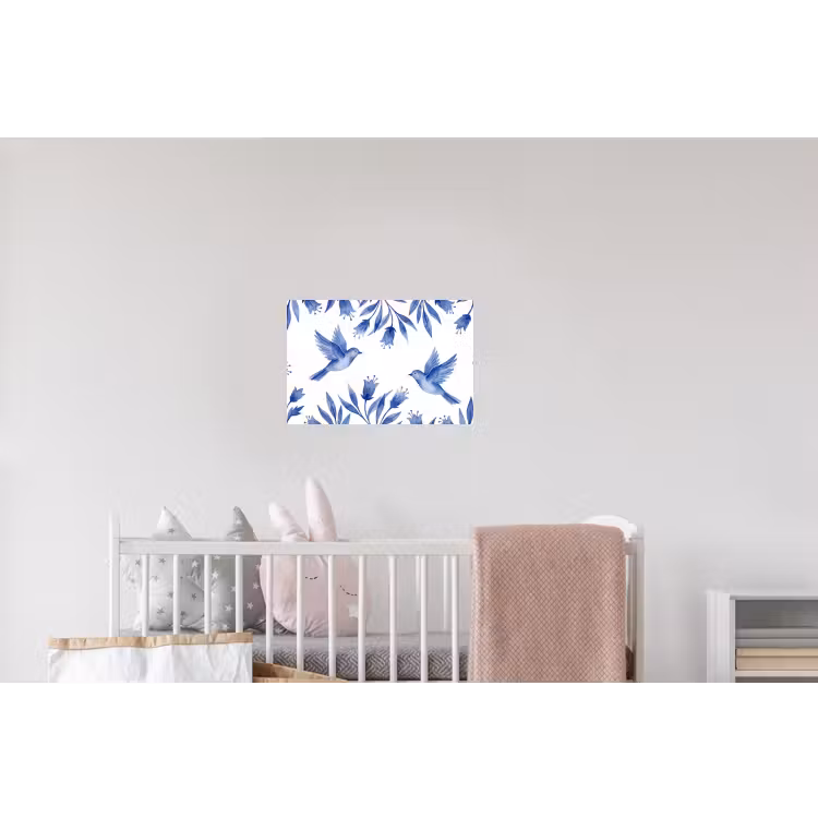 Modern - Vogels - Delfts - Blauw Muursticker klein -kinderkamer