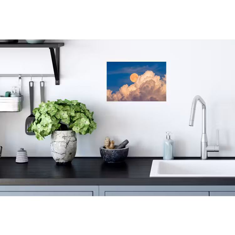 Maan - Wolken - Natuur - Oranje Muursticker klein -keuken