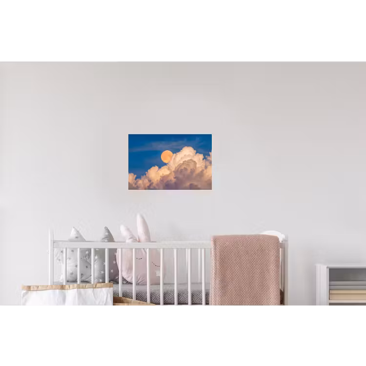 Maan - Wolken - Natuur - Oranje Muursticker klein -kinderkamer