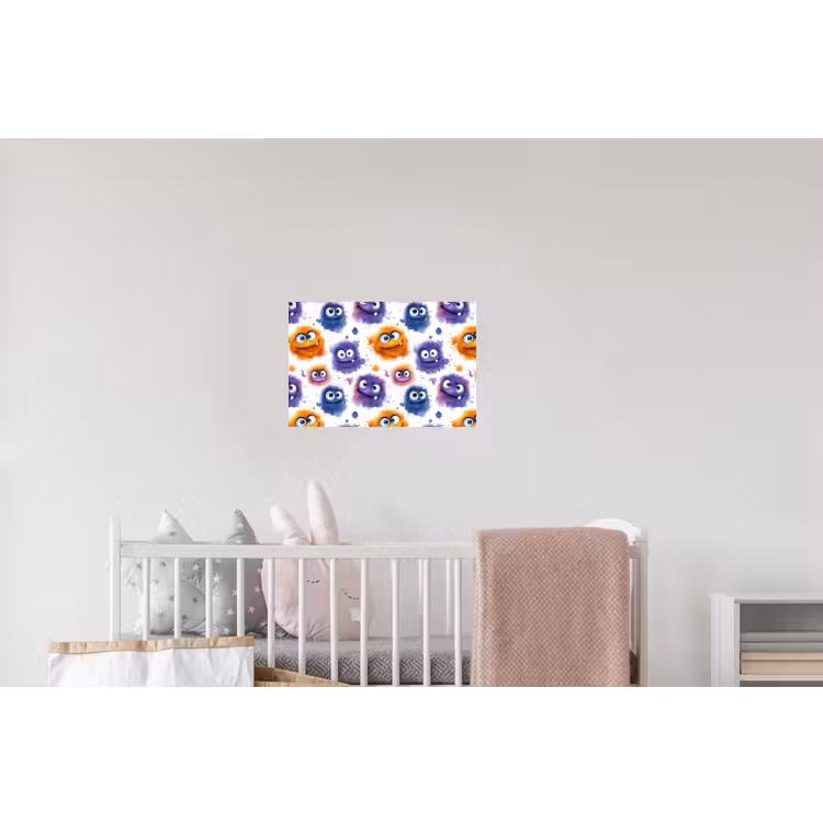 Monstertjes - Aquarel - Kleurrijk Muursticker klein 286 -kinderkamer