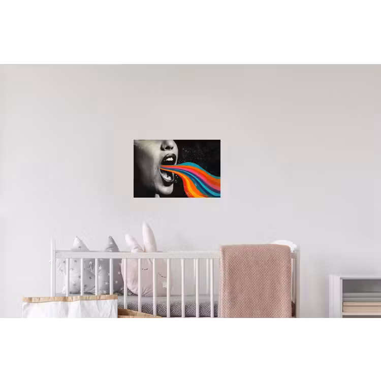 Mond - Golven - Regenboog Muursticker klein -kinderkamer