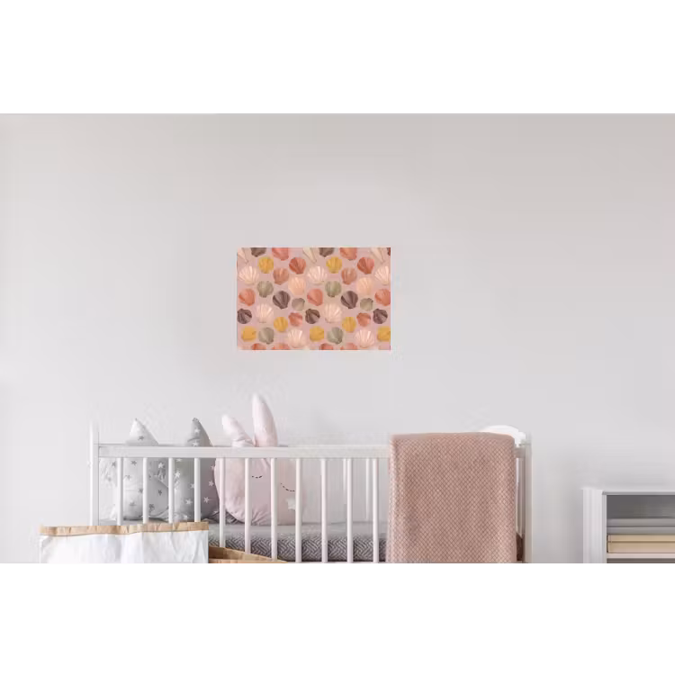 Schelp - Patroon - Zee - Aquarel - Aardetinten Muursticker klein -kinderkamer