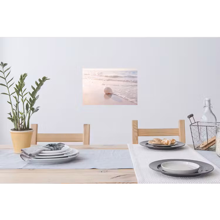 Zeeschelp - Strand - Zee - Natuur - Beige Muursticker klein -eettafel