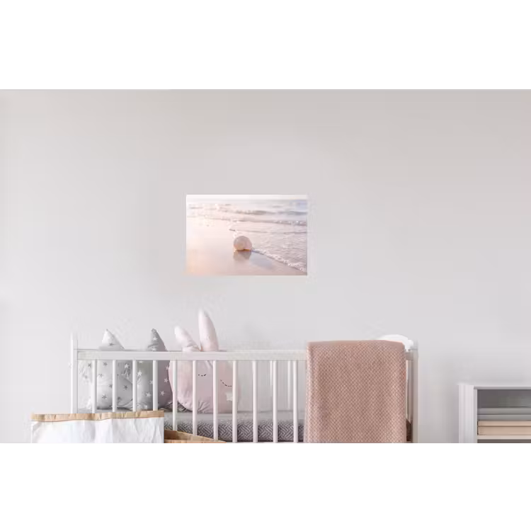 Zeeschelp - Strand - Zee - Natuur - Beige Muursticker klein -kinderkamer