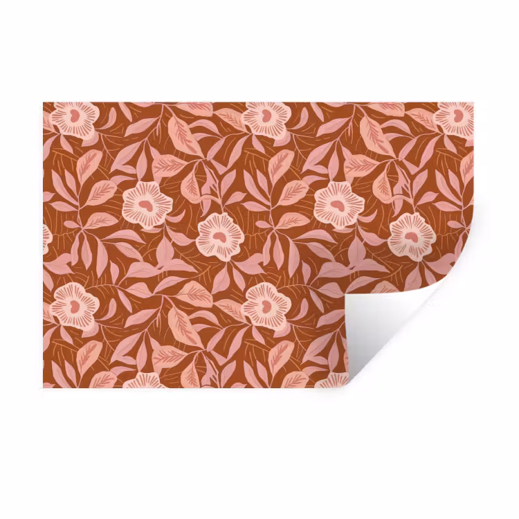 Patroon - Bladeren - Terracotta Muursticker klein 286 -3d
