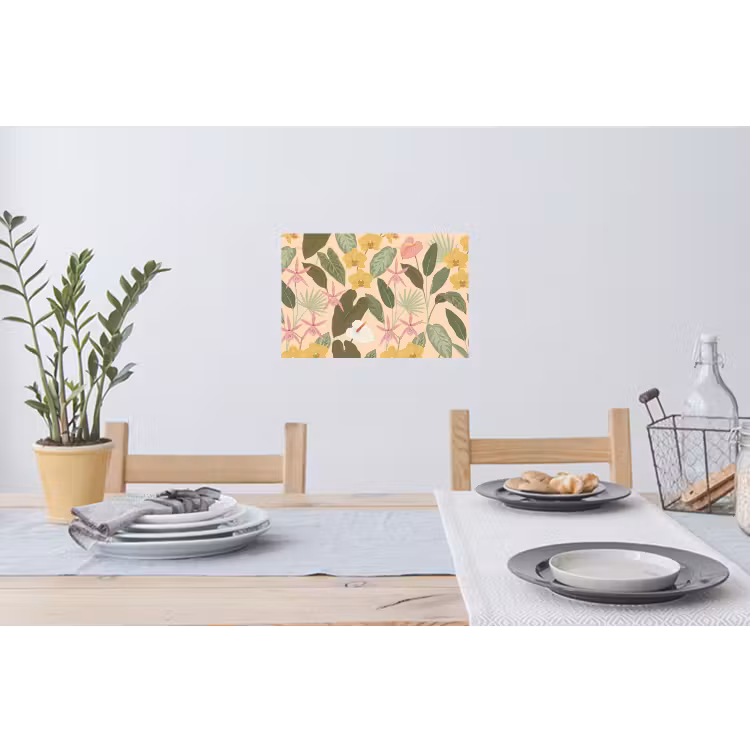 Patroon - Bloemen - Kleurrijk Muursticker klein -eettafel