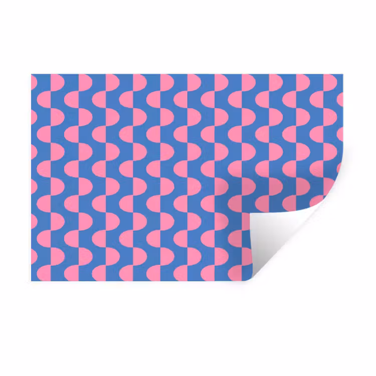 Patroon - Halve cirkels - Abstract - Modern - Roze - Blauw Muursticker klein -3d