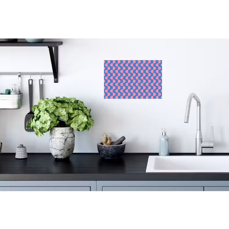 Patroon - Halve cirkels - Abstract - Modern - Roze - Blauw Muursticker klein -keuken