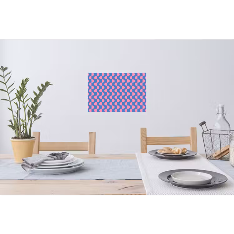 Patroon - Halve cirkels - Abstract - Modern - Roze - Blauw Muursticker klein -eettafel