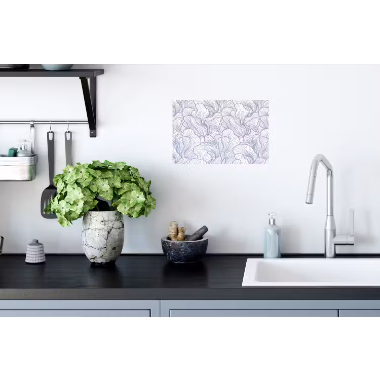 Patroon - Lijnen - Organisch - Abstract - Blauw Muursticker klein -keuken