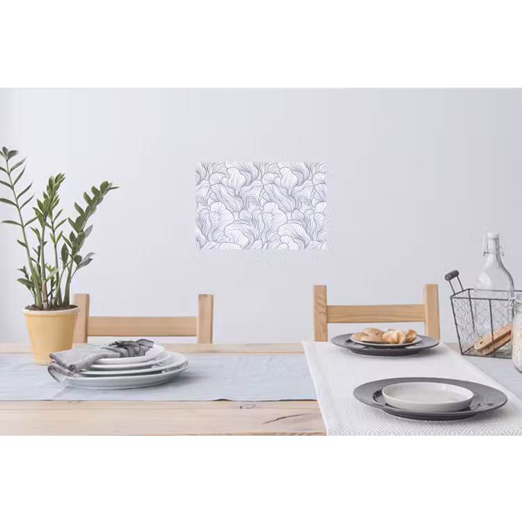 Patroon - Lijnen - Organisch - Abstract - Blauw Muursticker klein -eettafel