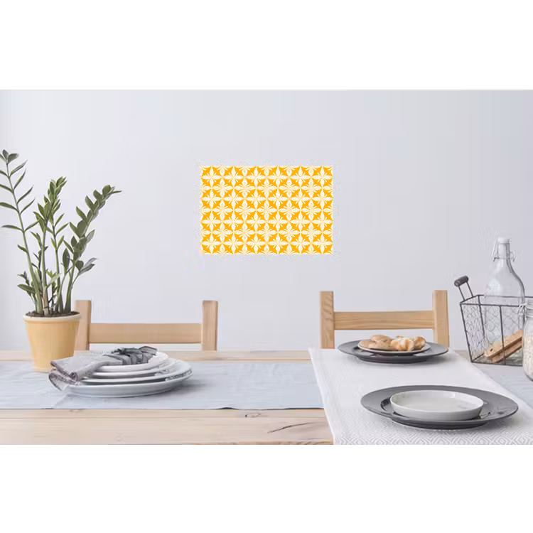 Patroon - Retro - Geel Muursticker klein 286 -eettafel