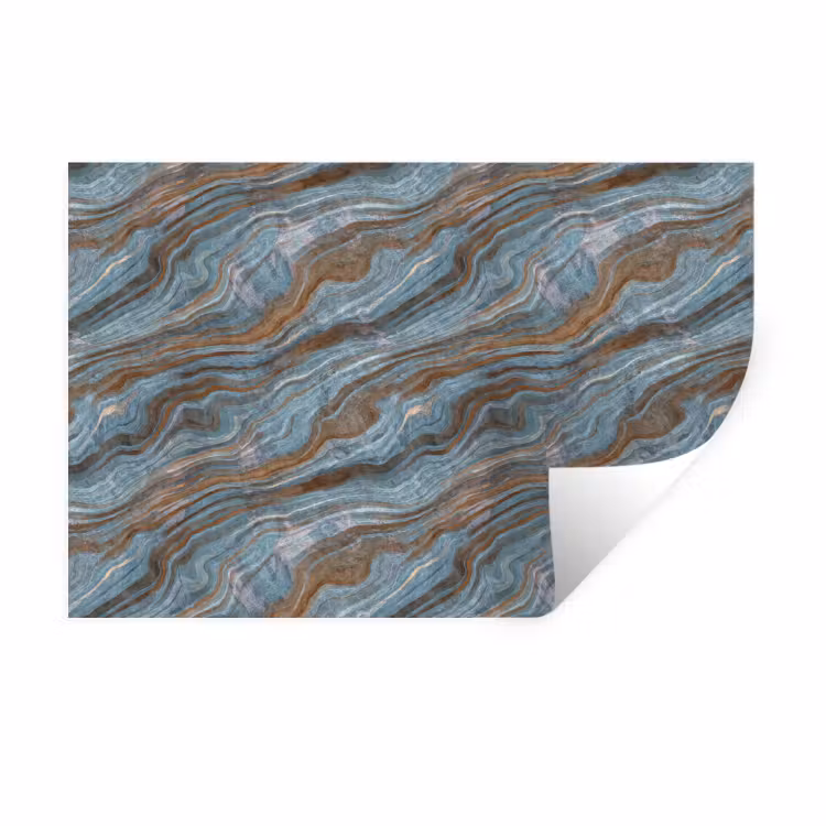Patroon - Steen - Blauw Muursticker klein 286 -3d