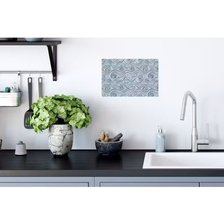 Patroon - Golven - Abstract - Modern - Blauw Muursticker klein -keuken