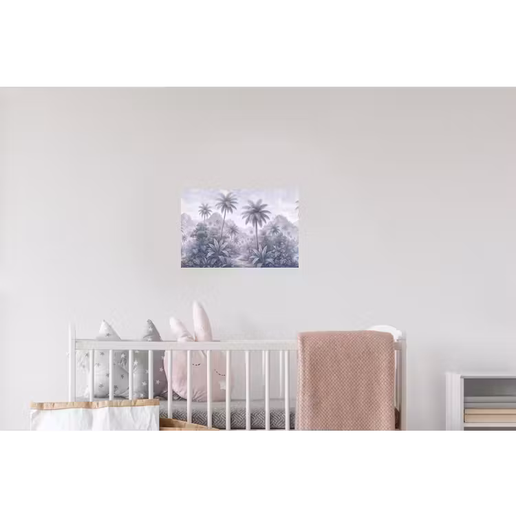 Natuur - Boom - Tropisch - Landschap - Blauw Muursticker klein -kinderkamer