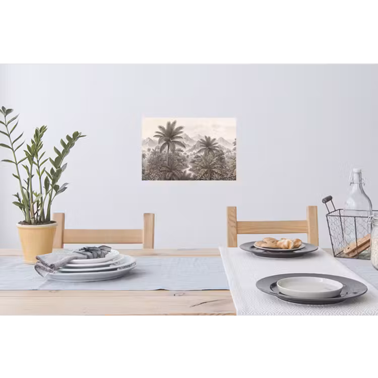 Natuur - Bergen - Rivier - Tropisch - Vintage Muursticker klein -eettafel