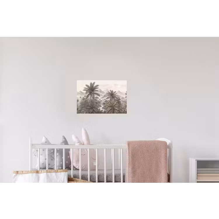 Natuur - Bergen - Rivier - Tropisch - Vintage Muursticker klein -kinderkamer