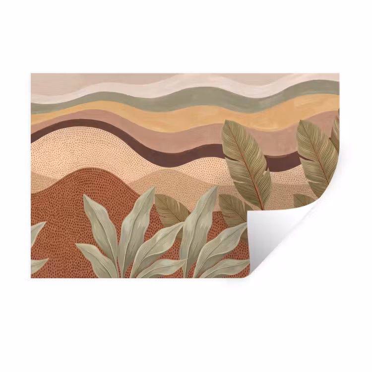 Natuur - Bladeren - Landschap - Abstract - Aardetinten Muursticker klein -3d
