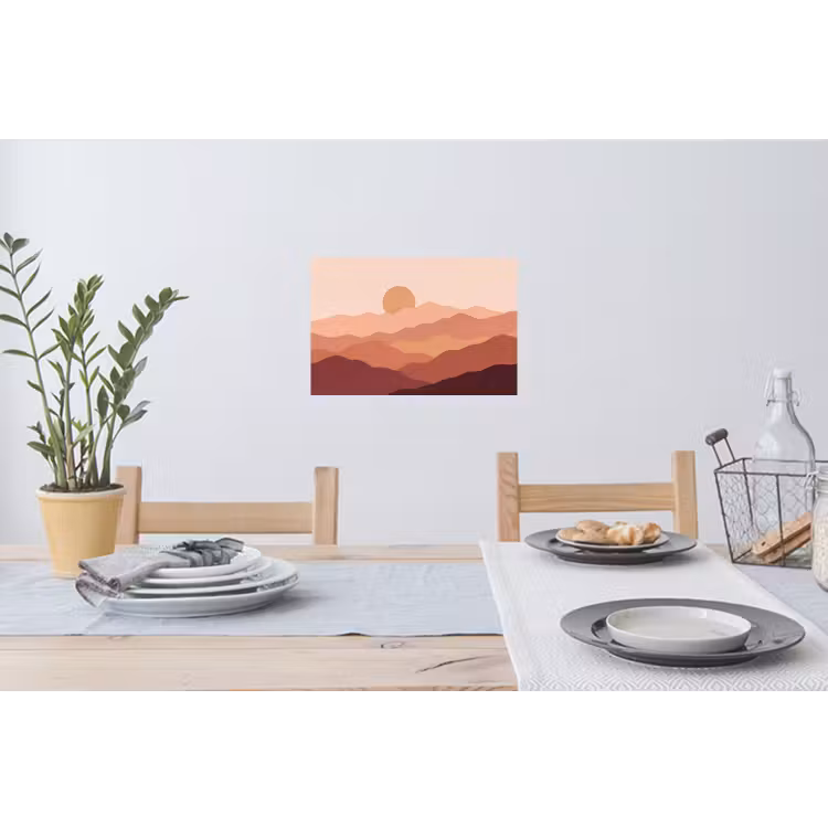 Natuur - Heuvels - Abstract - Modern - Oranje Muursticker klein -eettafel