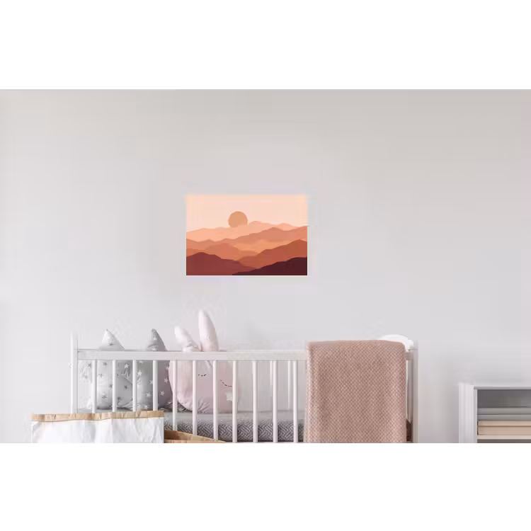 Natuur - Heuvels - Abstract - Modern - Oranje Muursticker klein -kinderkamer