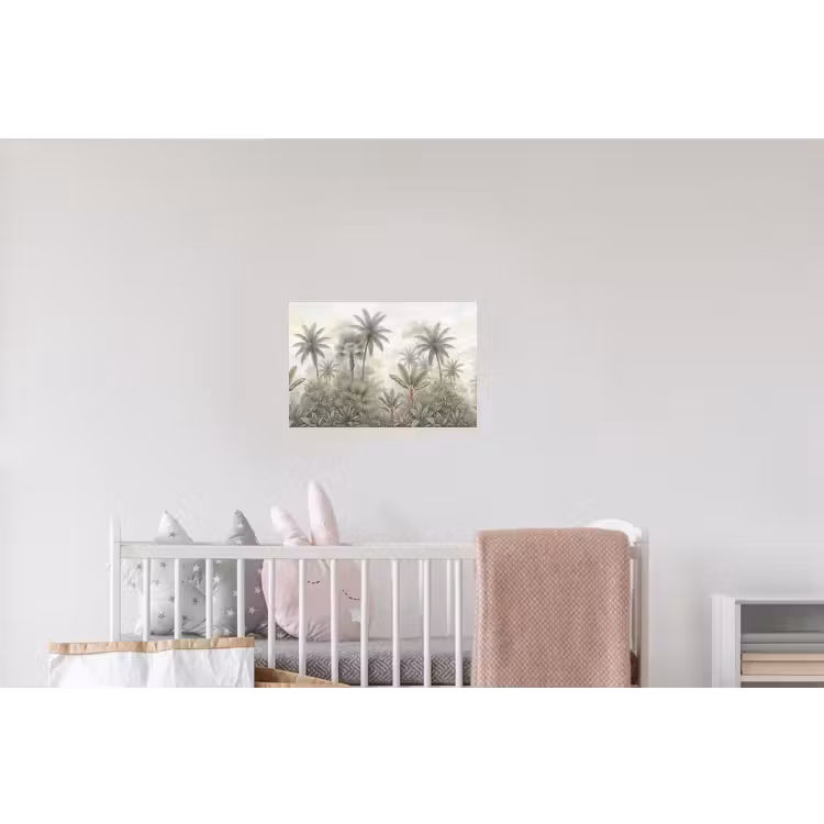 Natuur - Tropisch bos - Landschap - Aquarel - Groen Muursticker klein -kinderkamer