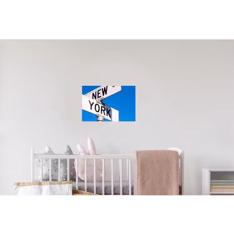 New York - Straatbord - Stad - Urban - Blauw Muursticker klein -kinderkamer