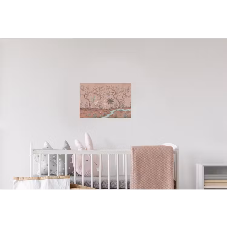 Nostalgisch - Reigers - Roze Muursticker klein -kinderkamer
