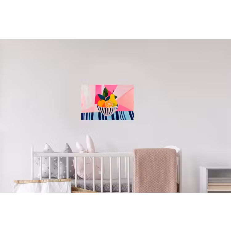 Fruit - Abstracte achtergrond - Roze Muursticker klein -kinderkamer
