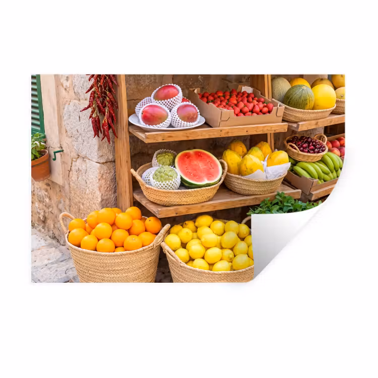 Wandtattoo – Obst – Markt – Frisch - Fruit - Markt - Vers Muursticker klein