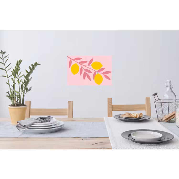 Fruit - Tak - Natuur - Abstract - Roze Muursticker klein -eettafel