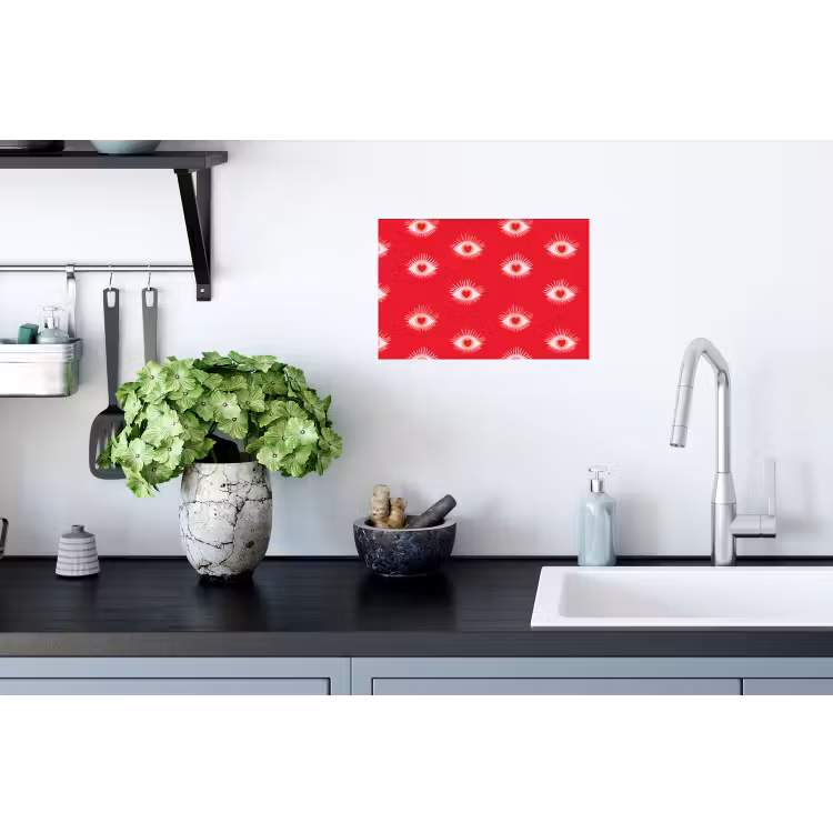 Ogen - Hart - Abstract - Rood - Roze Muursticker klein 286 -keuken