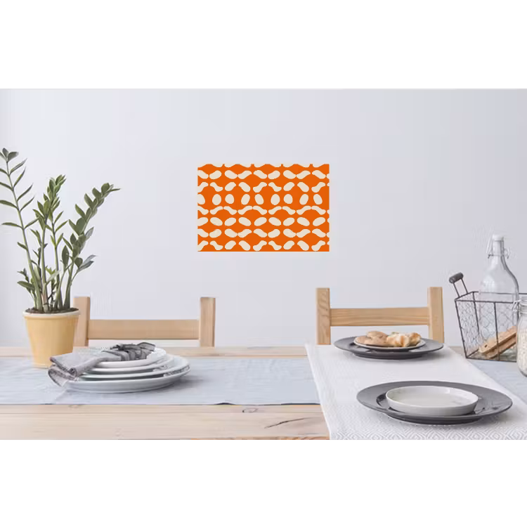 Oranje - Organische vormen - Wit Muursticker klein 286 -eettafel