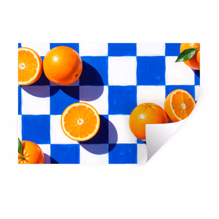 Wandtattoo – Orange – Kariert – Essen - Sinaasappel - Geruit - Eten Muursticker klein