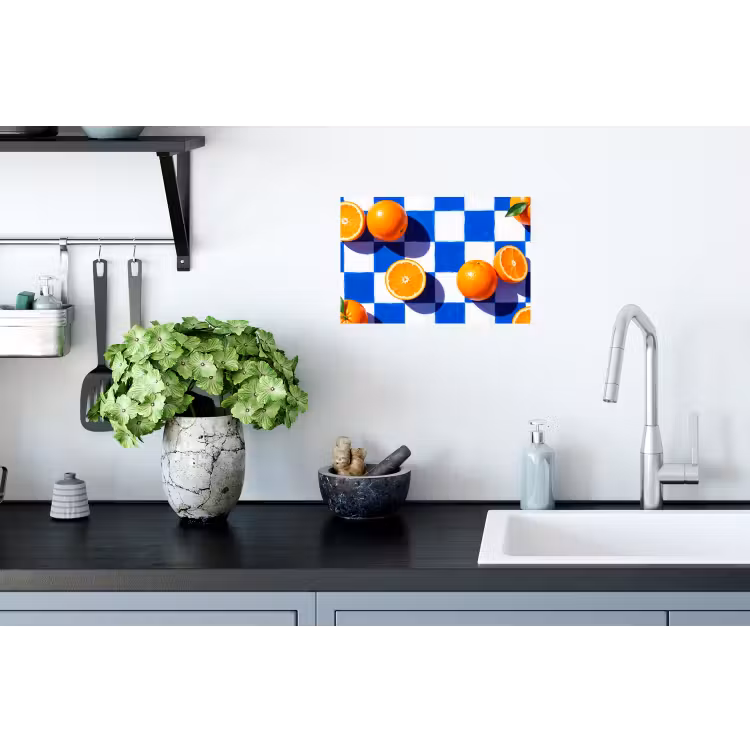 Wandtattoo – Orange – Kariert – Essen - Sinaasappel - Geruit - Eten Muursticker klein