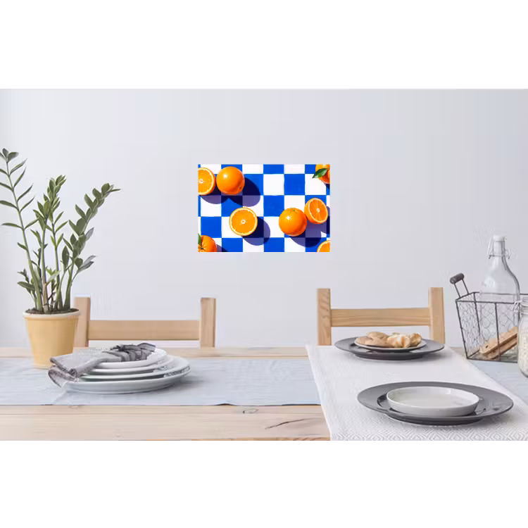Wandtattoo – Orange – Kariert – Essen - Sinaasappel - Geruit - Eten Muursticker klein