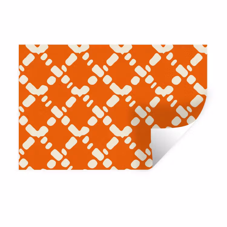 Oranje - Ruitpatroon - Wit Muursticker klein 286 -3d