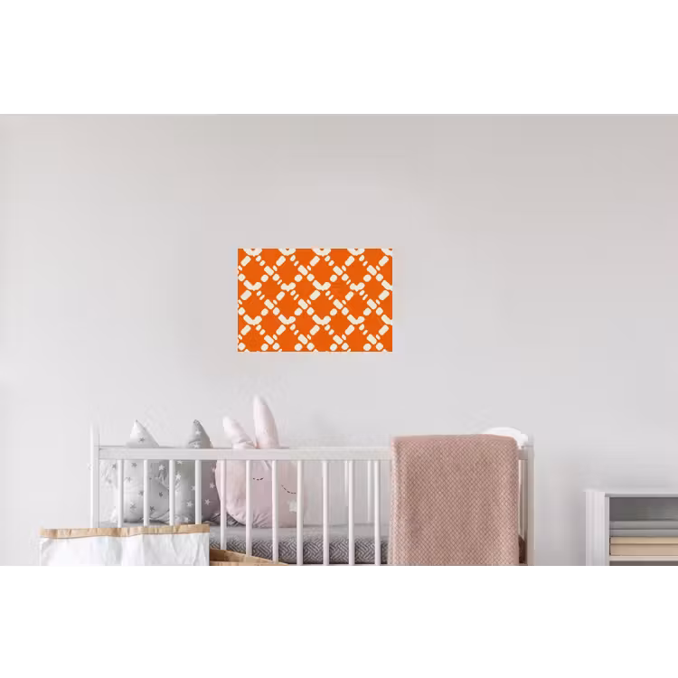 Oranje - Ruitpatroon - Wit Muursticker klein 286 -kinderkamer