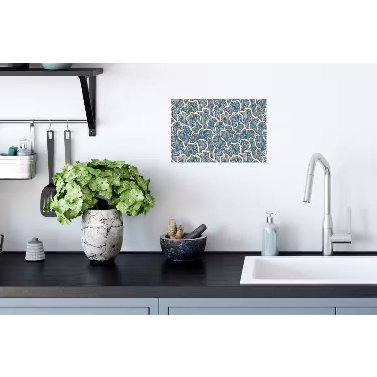 Organisch - Blauw - Crème - Schelpen Muursticker klein 286 -keuken