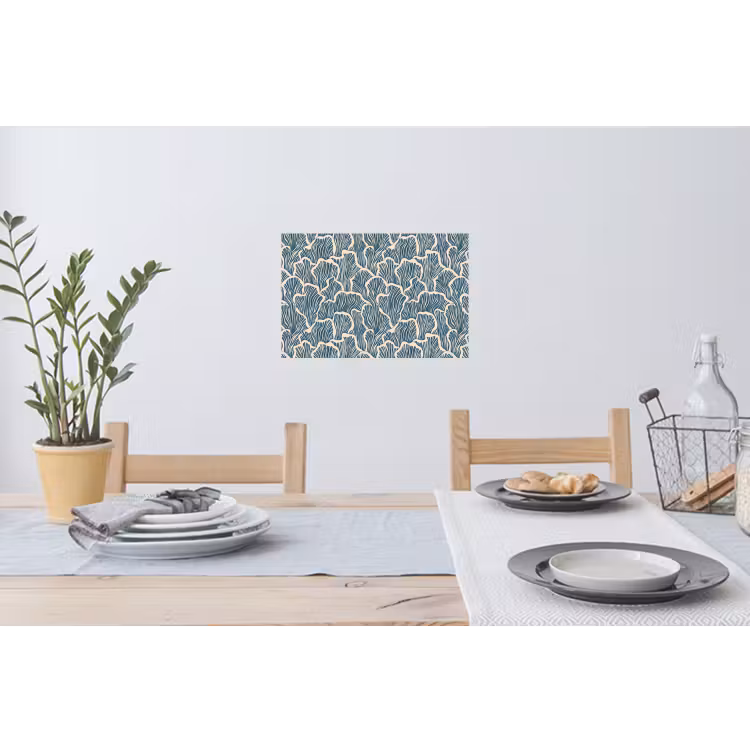 Organisch - Blauw - Crème - Schelpen Muursticker klein 286 -eettafel