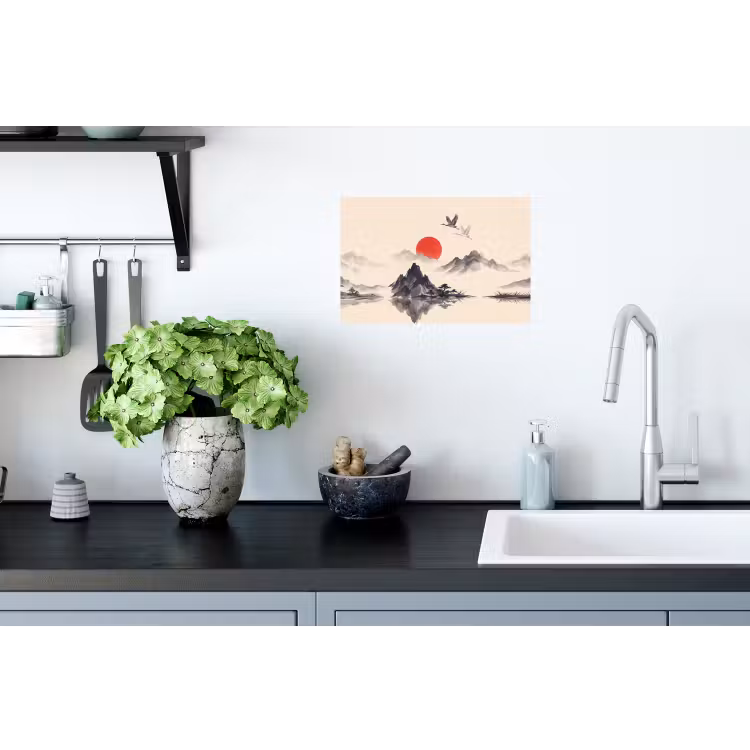 Oosters - Kraanvogels - Landschap Muursticker klein -keuken
