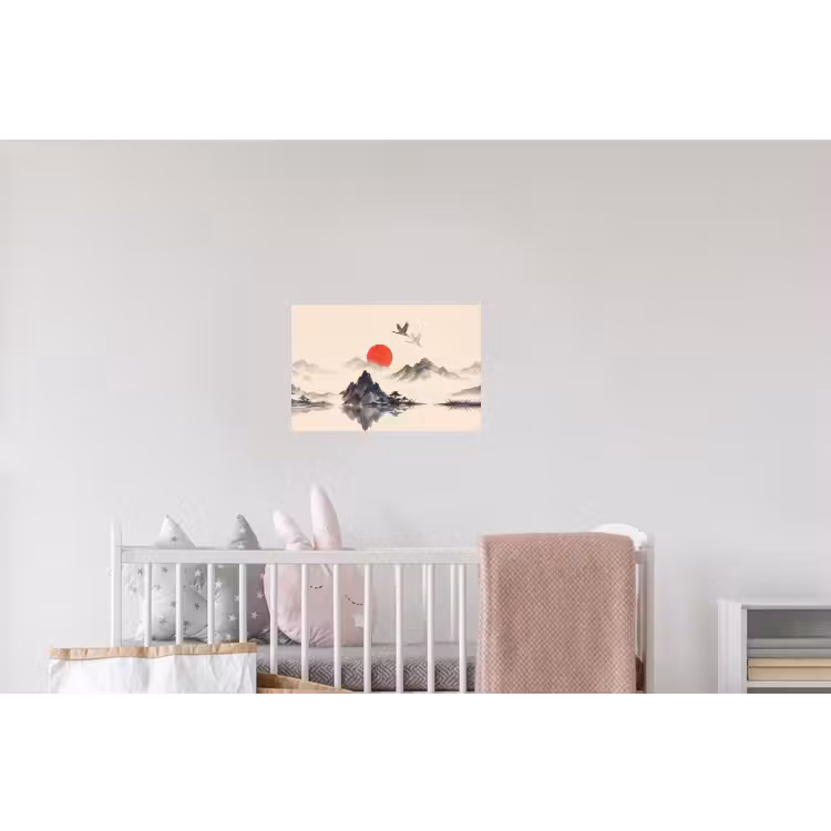 Oosters - Kraanvogels - Landschap Muursticker klein -kinderkamer