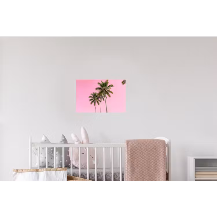 Palmboom - Tropisch - Pink Muursticker klein -kinderkamer