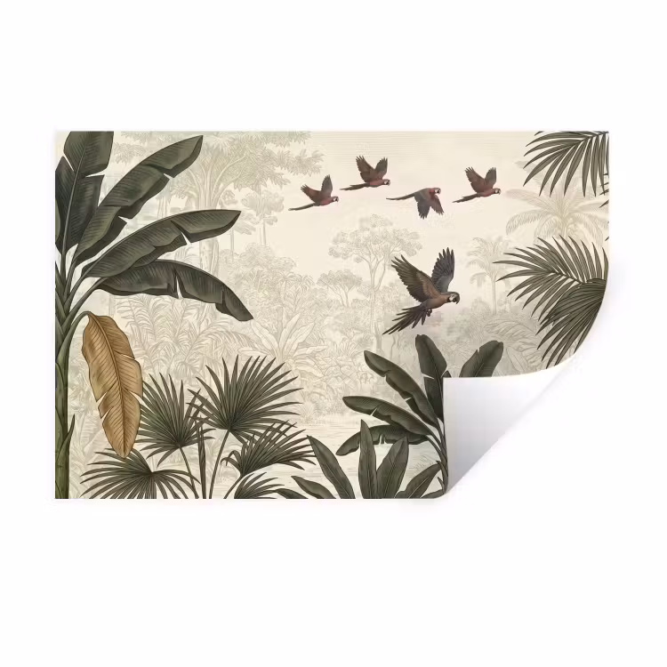Papagaaien - Jungle - Tropisch - Green Muursticker klein -3d