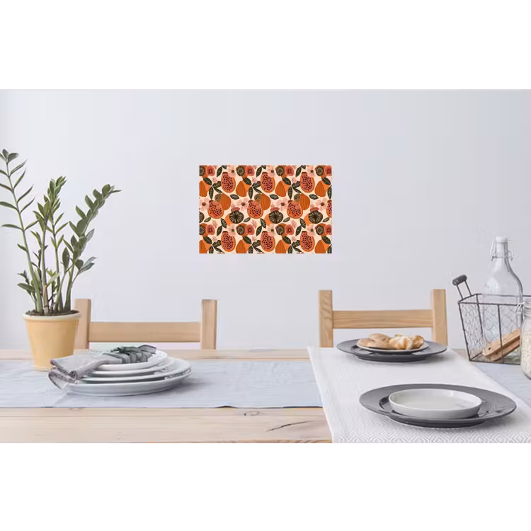 Papaja - Bloesem - Oranje Muursticker klein 286 -eettafel