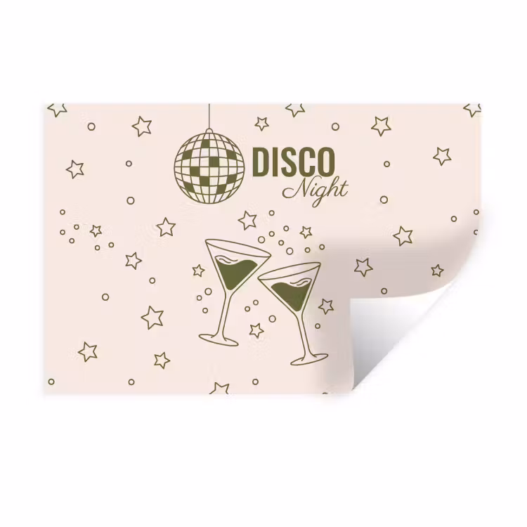 Feest - Disco - Drank - Illustratie - Groen Muursticker klein -3d